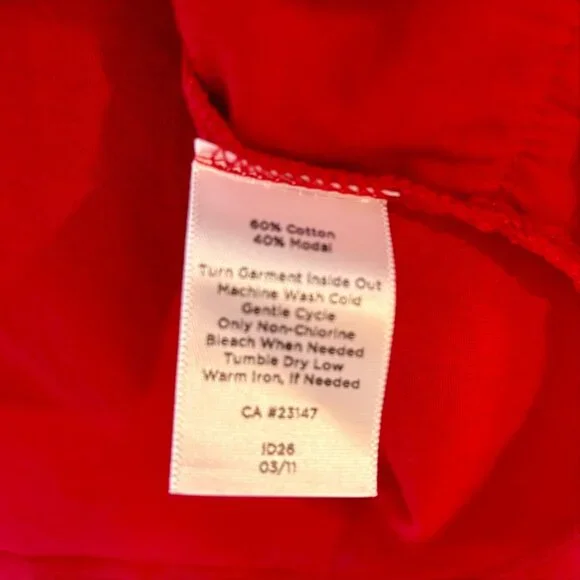 NWT Talbots Petites Red Short Sleeve Ruffle Trim Tee M Cotton Blend - Picture 4 of 7